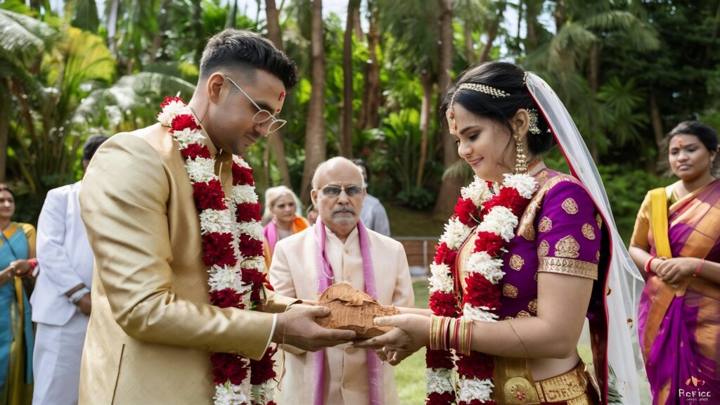 man woman are looking cake with words bride it