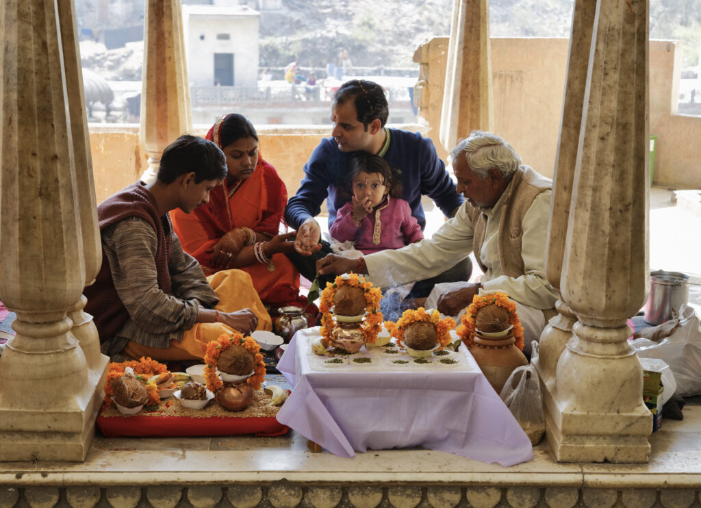 What Families Appreciate Most After a Traditional Event Is Over india rajasthan jaipur 25 january 2007 indian family hindu temple near sisodia rani ka bagh palace editorial