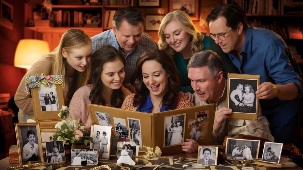 people looking picture album