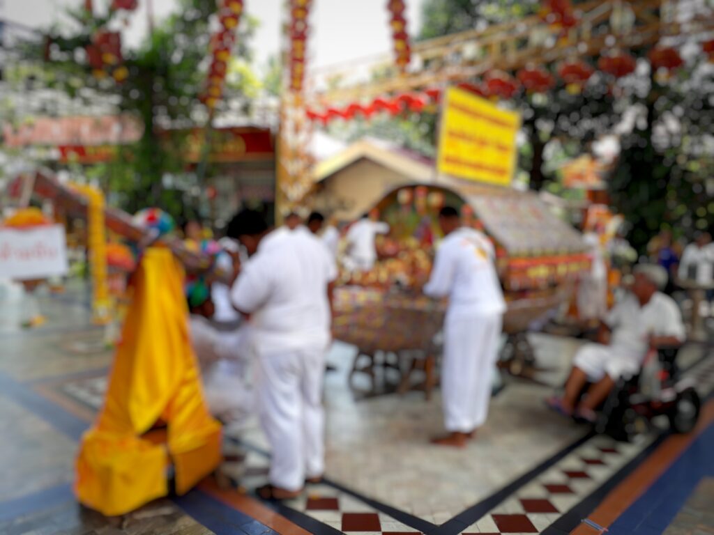 rear view people street city